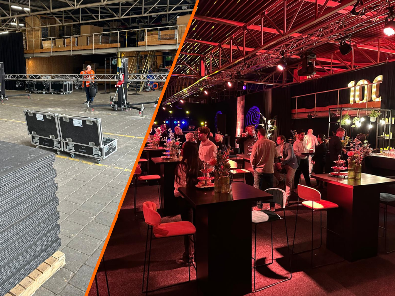 Voor en Na foto van de bedrijfshal van Van Vuuren